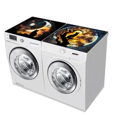 Imagem de 2 peças de capas de lavadora e secadora para a parte superior 60 x 60 cm tapete protetor superior antiderrapante capa de máquina de lavar roupa serve para a maioria das lavadoras e secadoras (gatos e