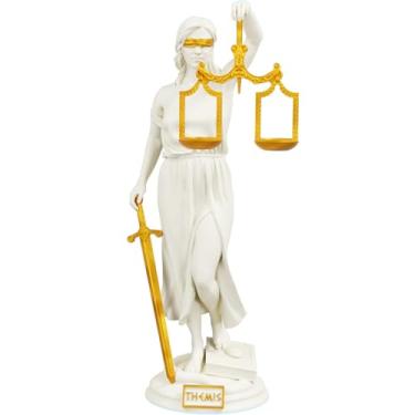 Imagem de Estátua Símbolo Justiça Deusa Themis Têmis Direito (Cor Mármore Dourado)