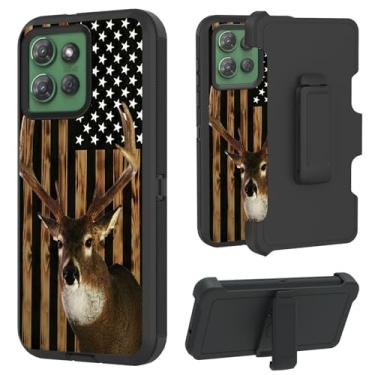 Imagem de RAUEDWDJS Capa para Motorola Moto G Power 5G 2025/Moto G Play 2025 com suporte giratório clipe de cinto à prova de choque proteção contra quedas resistente de corpo inteiro capa robusta - bandeira