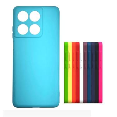 Imagem de Capinha Capa Compativel com Moto Edge 60 Fusion Silicone Macia Aveludada Premium Forro Interno Verde Água