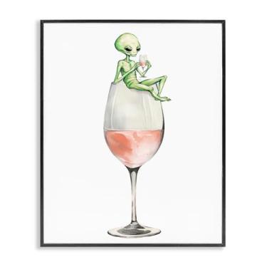Imagem de Stupell Industries Arte giclée emoldurada em vidro de vinho Alien Lounging Alien, design de Lil' Rue, 28 x 35 cm