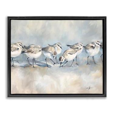 Imagem de Stupell Industries Arte de parede em tela flutuante com moldura preta Sandpiper Birds Mirage, design por Ramona Murdock, 25 x 31