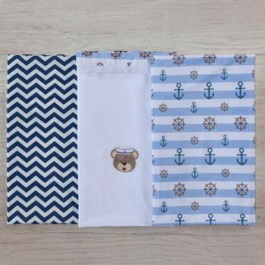 Imagem de Kit Para Bebe Cueiro 3 Peças Varias Estampas - Miguel Baby, Urso marin