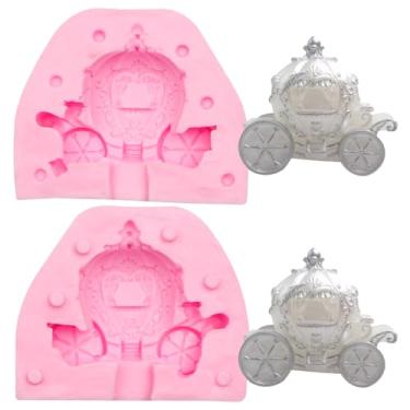 Imagem de Molde 3D para bolo de carruagem de princesa, molde de fondant de silicone para decoração de bolo de chocolate, enfeite de cupcake de doces, artesanato de argila de polímero e resina epóxi