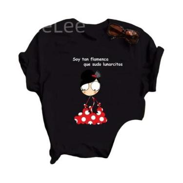 Imagem de Camiseta Feminina Fofa de Dança do Flamengo - Estampa de Desenho Anima