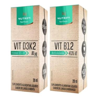 Imagem de Kit Vitamina B12 Metilcobalamina 20ml + Vitamina D3K2 20ml Nutrify – Alta Absorção e Suporte Imunológico