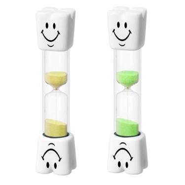 Imagem de Temporizador de escova de dentes para crianças 2 minutos com estampa de sorriso, temporizador de areia, mini ampulheta, conjunto de relógio de areia para crianças higiene oral lembrancinhas de festa