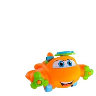 Imagem de Avião de Brinquedo Infantil Laranja, Brinquedo Educativo com Luzes, Detalhes em Verde e Azul