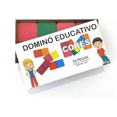 Imagem de Brinquedo Dominó Jogo Educativo Cores 28 peças Madeira - Mega Impress