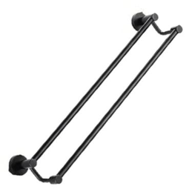 Imagem de Acessório para banheiro em aço inoxidável com acabamento preto fosco, toalheiro duplo, suporte para toalhas, 60 cm, tamanho 50 cm, 01