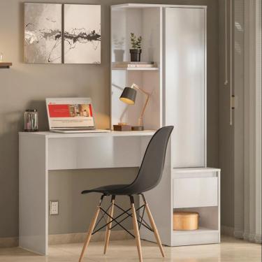 Imagem de Escrivaninha Com Armário Office Morada Com 1 Porta 1 Gaveta E 3 Nichos Demóbile Branco