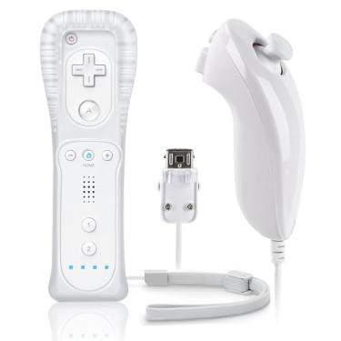 Imagem de FIOTOK Wii Remote with Nunchuck,Wii Controller with Nunchuck Compatible with Nintendo Wii/Wii U with Silicone Case and Wrist Strap, White