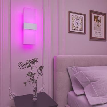 Imagem de LAMPAOUS Luminárias De Parede Led Com Encaixe, Funciona Alexa, Aplicativo Inteligente, Lâmpadas Controle Remoto, Luminária Fio, Luz Montagem Que Muda Cor Para Quarto, Sala Estar, Canto, 1 Peça
