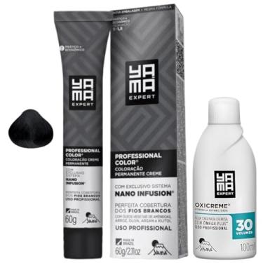 Imagem de Kit Coloração Yama Nano Infusion Profissional 1.0 Preto E Ox Cremosa 30vol 100m