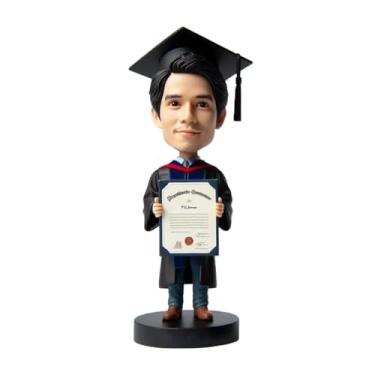 Imagem de Bobblehead masculino de formatura feito à mão a partir da foto, excelente presente para amigos, colegas de classe, parentes, quarto, decoração de espaço de trabalho, lembrança, celebração, formatura