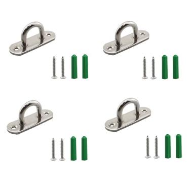 Imagem de KKUANG 4 peças de ganchos de aço inoxidável com parafusos, saco de saco de comprimento, 60 mm, ventilador de teto, lustre prata para tetos de madeira, rede, cadeiras, barcos