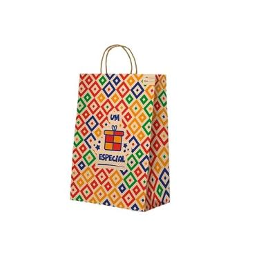 Imagem de 10 Sacolas Kraft Colorida para Presentes Tamanho G - Sacola com alça 33x13x26,5cm (PRESENTE)