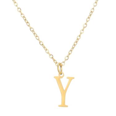 Imagem de SHE LIAN Colar com pingente personalizado com letra inicial delicada e delicada para presentes femininos, Small, Aço inoxidável, Sem Pedra Preciosa