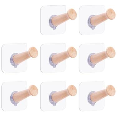 Imagem de FOTYRIG Ganchos adesivos para chapéus, cabeça de cogumelo, suporte de parede pegajoso de 4,5 kg para bonés de beisebol, chapéus de balde, chapéus de caubói, pinos de madeira estendidos armário de