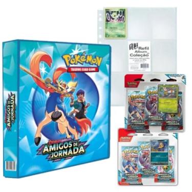 Imagem de Álbum Pokemon Escarlate e Violeta Amigos de Jornada com 2 Blisters Triplo e 10 Folhas Scraggy Yanma