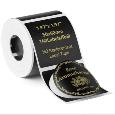 Imagem de NIIMBOT Etiquetas de transferência térmica M2, apenas para etiquetadoras M2, material PET, impermeável e resistente a altas temperaturas, longo tempo de armazenamento (50 × 50 mm preto redondo)