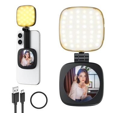 Imagem de Cocobeen Luz magnética de selfie para telefone: 5 modos de LED com espelho compatível com iPhone e Android - Luz de preenchimento portátil recarregável para fotografia/gravação de vídeo/conferência
