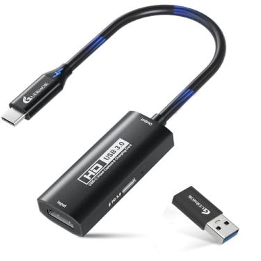 Imagem de Guermok Placa de captura de vídeo USB 3.0 com PD 100W, 1080p a 60FPS HDMI para USB-A/C cartão de captura com adaptador tipo C, dispositivos de streaming para Oculus/Quest 3/iPad/MacOS/Switch/PS4 5