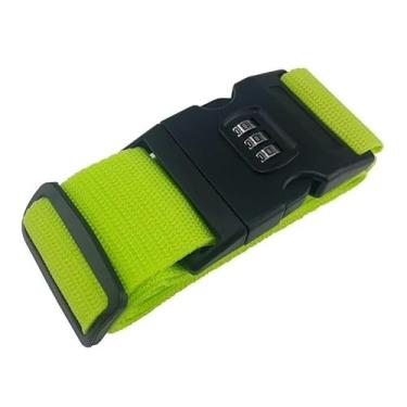 Imagem de Cinta de Proteção para Mala de Viagem, 2 Metros, Cadeado com Código de 3 Dígitos, Ajustável, 5 cm Largura (Verde)