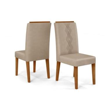 Imagem de Kit 2 Cadeiras de Cozinha Yasmin 2 Un Freijó/Suede Kraft Bege - DJ Móv