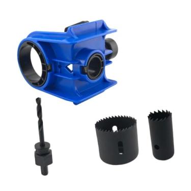 Imagem de Ｂｅｓｇａ Kit de instalação de fechadura de porta, serra para furos de fechadura de porta para portas de madeira, abridor de furos de profissional, 2 buchas, Azul