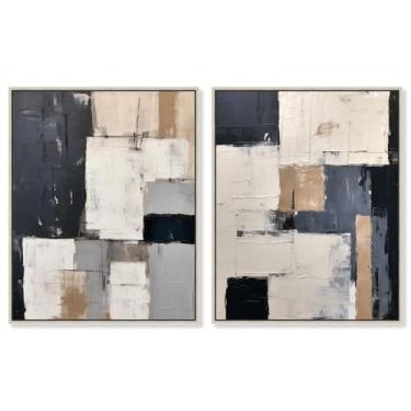 Imagem de Art Remedy Conjunto de tela de carvão vegetal com 2 arte moderna elegante, moldura prateada, 50 x 61 cm