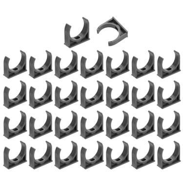 Imagem de uxcell 30 peças de grampos de tubo de água de PVC, fivelas de mangueira de tubulação em forma de U, suporte de tubo de irrigação para 40 mm OD para bandejas de TV, tubo de suporte de mangueira, cinza