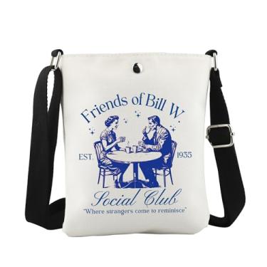 Imagem de WCGXKO Bolsa tiracolo Friends of Bill W. Social Club AA Coffee Gift Alcoólicos Anônimos Presente Sobriedade Presente Presente, Bill W Cro, Casual