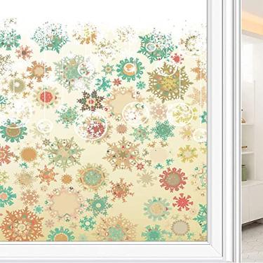 Imagem de Película de janela de privacidade de flores, textura de estilo floral, filme de vidro para sala de estar e escritório em casa, L90 x C 190 cm