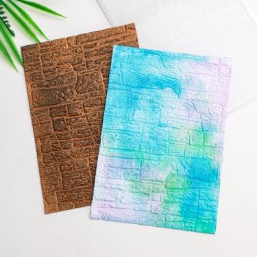 Imagem de BAOFALI Pasta de gravação em relevo 3D para fazer cartões, textura de parede de pedra, textura de plástico, modelo de pasta de gravação para scrapbooking, álbum de cartolina, faça você mesmo,