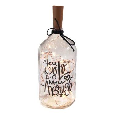 Imagem de Garrafa Luminária Vidro Decoração Moderna Frases Desenho