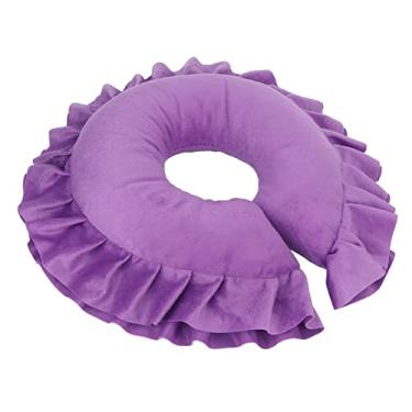 Imagem de Akozon Almofada No Pescoço Em Forma de U - Travesseiro de Rosto de Mesa Macia para Salões de Beleza, Spas, Massagem Terapêutica - Travesseiro de Pescoço de Viagem, Suporte de Cabeça e (Roxo)