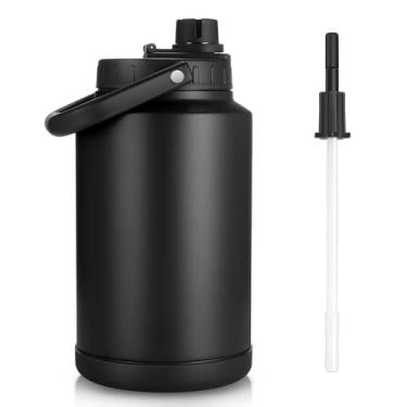 Imagem de Sursip Jarro de água isolado de 3,5 litros, garrafa de água de parede dupla a vácuo de 3,6 litros, grau alimentício 18/8, mantém bebendo quente e frio, à prova de suor, ótimo para viagem/caminhada/acampamento/esportes/jogos/presente (preto)