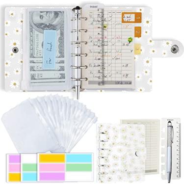 Imagem de A7 fichário diário A7 13,7 x 11 cm, com bolsas x14, transparente com caderno, 1 régua de marcador de livro de hoje, papel de refil de contabilidade x15, caneta x1, etiqueta x2, Harphia NPNB-139N-A7