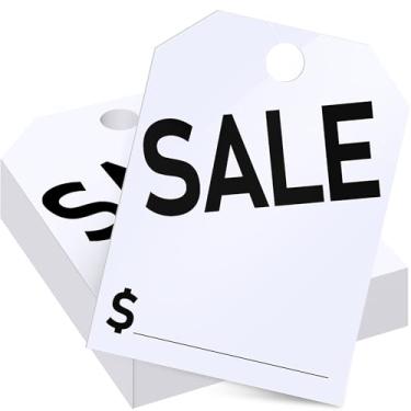 Imagem de Crtiin Pacote com 100 etiquetas para pendurar no espelho do revendedor de carro 21 x 29 cm para espelho retrovisor de carro (branco)