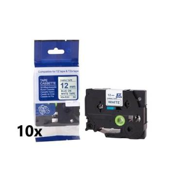 Imagem de Kit 10 Fita Tecido Compatível Brother Tze-FA3 Branca 12mm - no-brand