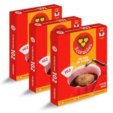 Imagem de Filtro de Papel Três Corações 102 Kit 3 Cx com 30 Unidades