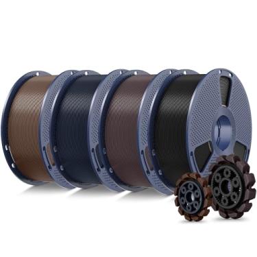 Imagem de SUNLU Pacote de filamentos de impressora 3D PLA+2.0, filamento PLA+ de atualização de 4 kg 1,75 mm, precisão dimensional +/-0,02 mm, 1 kg por carretel, 4 pacotes, total de 4 kg, preto + castanha