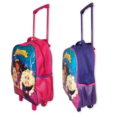 Imagem de Mochila Escolar Infantil Princesas | Mochila com Rodas | 3 Peças | Rosa e Roxo (Sortido)