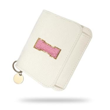 Imagem de Carteira para meninas, carteiras femininas com inicial, carteira pequena branca para crianças com 5 compartimentos para cartões, bolsas personalizadas, presentes para meninas e mulheres, presente de