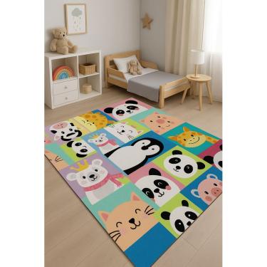 Imagem de Tapete Infantil Emborrachado Antiderrapante 100x140cm - Animais