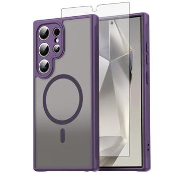 Imagem de Asuwish Capa de telefone para Samsung Galaxy S24 Ultra 5G, compatível com Magsafe Magnetic, translúcido fosco anti-impressão digital, capa protetora à prova de queda S24Ultra 24S S 24 24Ultra feminina