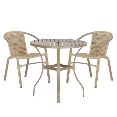 Imagem de 02 Cadeiras Floripa E Mesa Roma 80cm Fendi Trama Rami