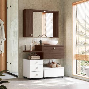 Imagem de Conjunto Armario para Banheiro Vicenza Nogal Ebano