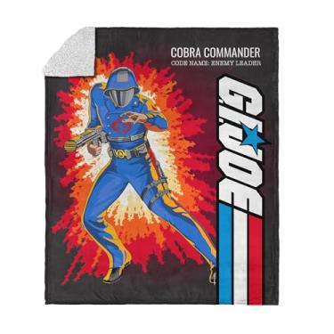Imagem de G.I. Joe Classic Flashback Cobra Commander Silk Touch Sherpa Manda, 127 x 152 cm – Cobertor de lã de desenho animado Hasbro, roupa de cama retrô ultramacia para cama ou sofá